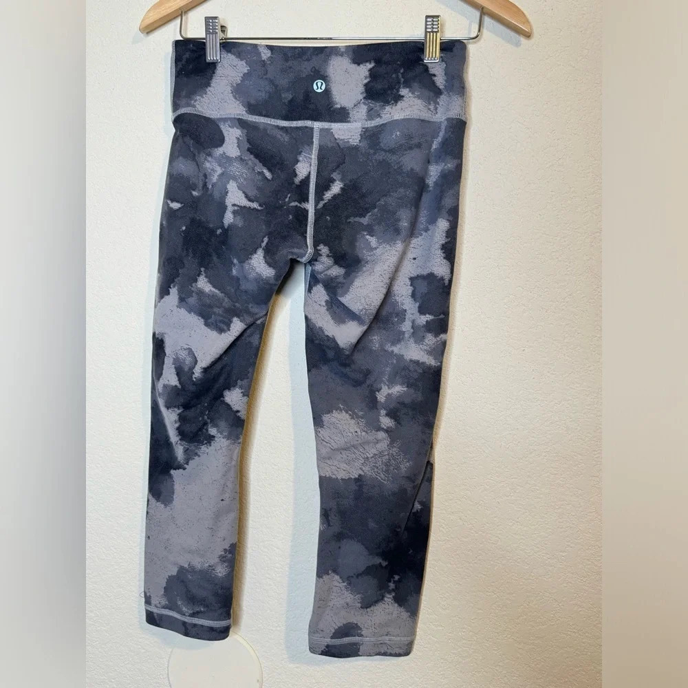 Lululemon Wunder Under Pant Grey Watercolor Cropped  Leggings